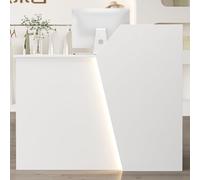 Modern Reception Desk with LED Light Storage Cabinet & Drawer - Stylish Office & Lobby Table for Retail Counter - Contemporary Design for Professional Spaces