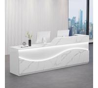 Modern Reception Desk with LED Light Strips - Stylish Front Counter for Offices, Supermarkets & Clothing Stores - 1.2m White Texture Receptionist Table