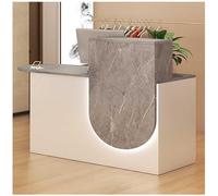 Modern Reception Desk with LED Lighting & Lockable Drawers Stylish Counter Table for Checkout Lobby Beauty Salon & Home Office Grey 55”x18”x39”