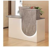 Modern Reception Desk with LED Lighting & Lockable Drawers Stylish Front Counter for Checkout Lobby Beauty Salon Home Office - Grey 47"x18"x39"