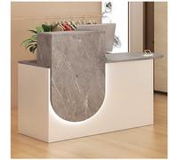Modern Reception Desk with LED Lighting & Lockable Drawers - Stylish Front Desk for Checkout Lobby Beauty Salon Home Office - Grey 55”x18”x39”