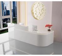 Modern Reception Desk with LED Lighting & Lockable DrawersEcoFriendly Office Counter with Keyboard Tray for Retail & Corporate Spaces 120x60x100cm