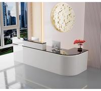 Modern Reception Desk with LED Lighting & Lockable DrawersEcoFriendly Office Counter with Keyboard Tray for Retail & Corporate Spaces D 120x60x100cm