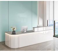 Modern Reception Desk with LED Lighting & Soft-Close Drawers - Fully Assembled Front Counter in Solid Wood with Custom Logo for Office/Checkout C 120x60x100cm