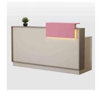 Modern Reception Desk with LED Lights Lockable Drawer Compact Front Desk for Office Lobby & Beauty Salon Stylish Customer Service Table (A2 39.3"x19.6"x39.3")