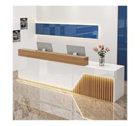 Modern Reception Desk with LED Lights Stylish Front Counter for Lobbies Salons and Retail Stores Functional Cashier Table (B4 L150CM L59in)