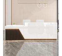 Modern Reception Desk with Lockable Cabinet & Drawers, Elegant Front Counter for Office, Retail, Salon - Stylish Receptionist Furniture - SOHO Design