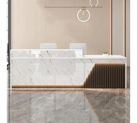 Modern Reception Desk with Lockable Cabinet & Drawers - Sleek Commercial Front Counter for Office, Retail, and SOHO Spaces - Functional & Stylish Reception Furniture