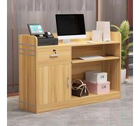 Modern Reception Desk with Lockable Drawer & Cabinet Doors Retail Counter for Reception Area and Cashier Office Stylish Customer Service Furniture