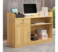 Modern Reception Desk with Lockable Drawer & Cabinet - Stylish Retail Counter for Salon Office Checkout - Compact Design for Efficient Space Management