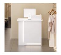 Modern Reception Desk with Lockable Drawer & Cable Grommets Stylish Checkout Counter for Retail Welcome Desk & Filing Cabinet (120cm/47.2in LEFT-6)