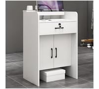 Modern Reception Desk with Lockable Drawer & Front Cabinet - Spacious Counter Table for Salon Office Cashier & Commercial Use - Stylish & Functional Design
