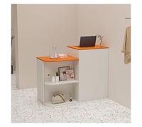 Modern Reception Desk with Lockable Drawer, Front Desk for Retail or Salon, Simple Counter Table for Lobby, Office, or Store, Compact Design for Efficient Use
