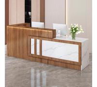 Modern Reception Desk with Lockable Drawer - Front Desk Table for Beauty Salons, Clothing Stores, and Lobbies - Stylish Brown Finish, 120cm/47.2in Design