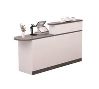 Modern Reception Desk with Lockable Drawer & LED Lights Checkout Front Counter for Convenience & Clothing Stores Stylish Front Table with StorageA1 L140cm/55.11in
