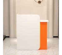 Modern Reception Desk with Lockable Drawer & LED Lights Elegant Front Counter Table for Lobby Office and Reception Area Host Support Furniture