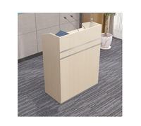 Modern Reception Desk with Lockable Drawer & Open Shelves 80 cm Commercial Office Table for Stores & Reception Areas Maple Finish