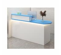 Modern Reception Desk with Lockable Drawer & Open Shelves, Large Retail Counter for Salon Checkout & Office, Stylish Front Desk (B, Right L110CM/43.3IN)