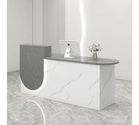 Modern Reception Desk with Lockable Drawer & Shelf, Corner Checkout Table for Retail, Salon Lobby Furniture, Left Side, 140cm/55inch, Stylish Front Counter