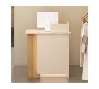 Modern Reception Desk with Lockable Drawer - Stylish Checkout Counter for Retail, Office & Lobby - Durable Apricot Wood, Left Side 80CM/31.5IN