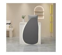 Modern Reception Desk with Lockable Drawer - Stylish Checkout Counter for Salons Shops & Lobbies - White-Gray Finish 60cm/23.6in - Functional Front Counter Design
