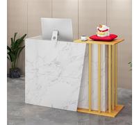 Modern Reception Desk with Lockable Drawer - Stylish Office Front Counter for Checkout & Cashier Featuring Storage Drawers & Cable Management Solutions