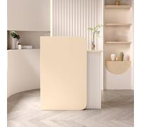 Modern Reception Desk with Lockable Drawer - Stylish Wooden Checkout Counter for Salon & Retail Light Yellow & White 120x95x45cm - Ideal for Commercial Spaces