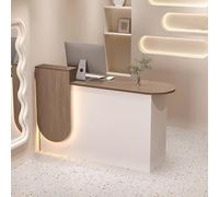 Modern Reception Desk with Lockable Drawer Wooden Cash Register Table Stylish Front Counter for Offices and Retail Spaces Elegant Reception Furniture