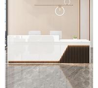 Modern Reception Desk with Lockable Drawers & Cabinet - Stylish Front Counter for Office, Retail, Salon & SOHO - Elegant Design for Receptionists & Customer Service