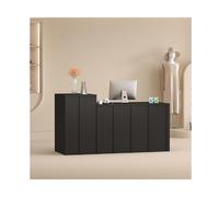 Modern Reception Desk with Lockable Drawers & Cabinets, Office Counter with Keyboard Tray, Ideal for Retail, Lobby & Salon Checkout - 80cm/31.5in