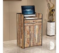 Modern Reception Desk with Lockable Drawers Elegant Front Counter for Hotel Lobby & Office Compact Cashier Station with Storage Cabinet (B 60 cm)