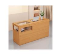 Modern Reception Desk with Lockable Drawers Retail Checkout Counter Wooden Cashier Table for Store Hall 100CM Right Side DesignIdeal for Businesses