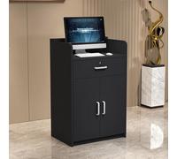 Modern Reception Desk with Lockable Drawers & Storage Cabinet: Stylish Front Counter for Hotel Lobby Clothing Store Office & Small Cashier (E 31.5 inch 80 cm)