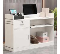Modern Reception Desk with Lockable Drawers Storage Cabinets & Shelves Ideal for Office Stores Beauty Salons & Reception Counters