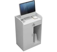 Modern Reception Desk with Lockable Drawers Stylish Checkout Counter Wooden Reception Table for Supermarket Convenience Store & Office Use