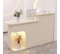 Modern Reception Desk with Lockable Drawers Stylish Counter for Retail & Home Office Spacious 80cm Beige Desk for Enhanced Organization & Security
