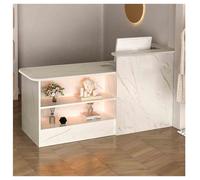 Modern Reception Desk with Lockable Drawers - Stylish Front Counter Checkout Table for Office & Retail White-B Finish Right Orientation 55.1" Long & Functional Design