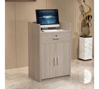 Modern Reception Desk with Lockable Drawers Stylish Front Counter for Hotel Lobby & Office Compact Cashier Counter with Storage Cabinet (60 cm)