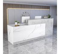 Modern Reception Desk with Lockable Drawers Wooden Checkout Counter for Office Beauty Salon Lobby 120cm Wide Grey/White Finish Stylish and Functional