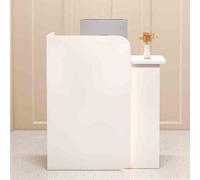 Modern Reception Desk with Lockable DrawerVersatile Cashier Counter & Negotiation Table for Store Salon OfficeSpaceSaving Design 80cm/31.5in Sleek White Finish