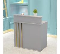 Modern Reception Desk with Lockable Storage - Compact Front Office Table for Retail, Salon, Lobby & Hotel - Stylish Grey Cash Register Stand & Customer Service Counter
