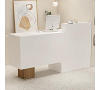 Modern Reception Desk with Lockable Storage, Retail Counter for Stores & Salons, Elegant White Finish, 100 x 50 x 105 cm, Ideal for Office Use & Customer Service
