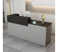 Modern Reception Desk with Lockers 39-95" Adjustable Front Counter Table Stylish Black & Gray Chut Design for Salon Office Hotel Store Retail Spaces Right Corner 160x60x100cm
