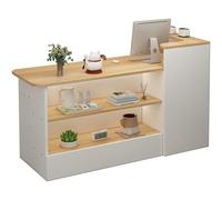 Modern Reception Desk with Open Shelves & Drawers - Stylish Cashier Front Counter for Retail Shops Supermarkets Convenience Stores & Hotels - Small Standing Table