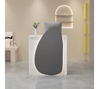 Modern Reception Desk with Small Front Counter Equipped with Drawers and Cable Grommets for Lobbies Salons Retail Stores and Home Offices