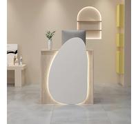 Modern Reception Desk with Small Front Counter Equipped with Drawers and Cable Grommets for Lobbies Lounges Retail Spaces and Home Offices.