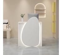 Modern Reception Desk with Small Front Counter Equipped with Drawers and Cable Grommets for Lobbies Lounges Retail Spaces and Home Offices Stylish and Functional