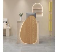 Modern Reception Desk with Small Front Counter Equipped with Drawers and Cable Grommets for Lobbies Lounges Retail Stores and Home Offices