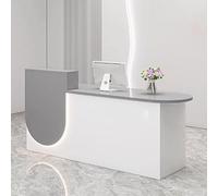 Modern Reception Desk with Soft Lighting - 1.4m Office Counter Table for Retail & Restaurants Contemporary Design Stylish Customer Service Station for Enhanced Experience