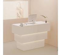 Modern Reception Desk with Soft Lighting Elegant Front Counter for Salons and Retail Stylish Receptionist Table Contemporary Design for Enhanced Customer Experience